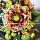  Hồ Lô Phong Thủy kim long ngàn hoa đắp nổi men sứ xanh lục bảo chuẩn Bát Tràng kích thước 75cm | Quà Tặng Phong Thủy hồ lô gốm sứ 