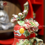  Hồ Lô Phong Thủy mã đáo thành công men đỏ màu vẽ vàng Bát Tràng kích thước 75cm | Quà Tặng Phong Thủy hồ lô gốm sứ 