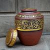  Chum Sành đắp nổi hoa văn cổ dát vàng 10 lit | Quà Tặng Cao Cấp chum sành 