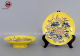  Bộ Đồ Thờ Bát Tràng họa tiết đắp nổi men vàng vẽ vàng 24k 21 vật phẩm | Bộ Thờ Cúng Gia Tiên Bát Tràng 