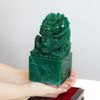 Quà Tặng Cao Cấp Ấn Rồng Ngọc Thạch Anh xanh kích thước 9x9x18cm