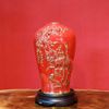 Lọ hoa chim hạc men đỏ bằng sứ màu đỏ kích thước cao 30cm đắp nổi vẽ vàng kim