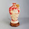 Mai bình nhị cảnh thuận buồm xuôi gió hoa sen men sứ đỏ kích thước cao 45cm đắp nổi kênh bong dát vàng