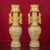Đèn thờ gốm sứ Bát Tràng Mạc Long Chầu Nguyệt men rạn dát vàng