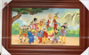 Tranh gốm sứ Bát Tràng vẽ mừng thọ ông bà kích thước 90cm x 60cm khung nhựa cao cấp