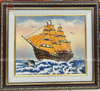 Tranh gốm sứ Bát Tràng họa tiết thuận buồm xuôi gió kích thước 87cm X 87cm khung nhựa