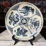  Đĩa cảnh Bát Tràng họa tiết tứ linh vẽ tay thủ công đường kính 30cm hàng vuốt tay | quà tặng cao cấp 