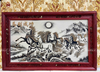 Tranh sứ Bát Tràng họa tiết mã đáo thành công men màu kích thước 127cm x 78cm vẽ vàng 24k khung gỗ hương