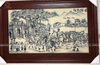  Tranh sứ Bát Tràng họa tiết vinh quy bái tổ men trắng đen kích thước 127cm x 78cm khung nhựa 