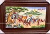 Tranh sứ Bát Tràng họa tiết vinh quy bái tổ men màu kích thước 127cm x 78cm khung gỗ gụ