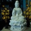 Tượng Quan Âm tự tại ngồi sóng bằng sứ trắng kích thước 50cm | Quà Tặng Phong Thủy Tượng Quan Âm
