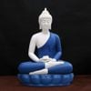 Tượng Thích Ca Mâu Ni ngồi đài sen bằng sứ trắng áo xanh cao 36cm