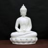 Tượng Thích Ca Mâu Ni ngồi tĩnh tâm bằng sứ trắng ngồi hoa sen cao 36cm
