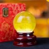 Quà Tặng Sếp Quả Cầu Phong Thủy đá thạch anh vàng đường kính 8,6cm