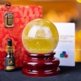  Quà Tặng Sếp Quả Cầu Phong Thủy đá thạch anh vàng đường kính 8,6cm 