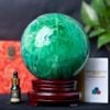 Quà Tặng Sếp Quả Cầu Phong Thủy đá thạch anh xanh đường kính 12,8cm