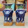  Tượng đôn voi gốm sứ đứng bệ men xanh dương cao 60cm 