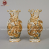  Lọ hoa men rạn miệng lượn rồng kích thước 32cm đắp nổi vẽ vàng 