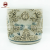  Bát hương họa tiết song long chầu nguyệt men rạn cổ đắp nổi đường kính 22cm 
