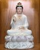 Tượng Quan Âm sứ trắng đế sen hồng kích thước 48cm | Quà Tặng Phong Thủy Tượng Quan Âm
