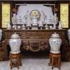 Bộ Đồ Thờ Bát Tràng đầy đủ bạch ngọc vẽ vàng 24k cao 50cm 21 vật phẩm | Bộ Thờ Cúng Gia Tiên Bát Tràng
