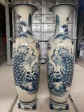  Lục Bình Bát Tràng họa tiết công danh phú quý men chàm 1m4 | Quà Tặng Cao Cấp lục bình gốm 