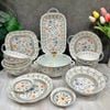 Bộ bát ăn gốm sứ Bát Tràng họa tiết hoa văn 15 vật phẩm