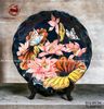  Đĩa cảnh Bát Tràng họa tiết trăm hoa đua nở 3D vẽ tay thủ công đường kính 34cm men sứ đen | quà tặng cao cấp 