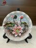  Đĩa cảnh Bát Tràng họa tiết hoa sen đắp nổi thủ công đường kính 30cm hàng vuốt tay | quà tặng cao cấp 