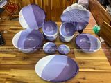  Bộ bát ăn gốm sứ Bát Tràng men sứ trắn tím 21 vật phẩm 