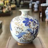 Bình Hút lộc men lam vẽ vàng h40