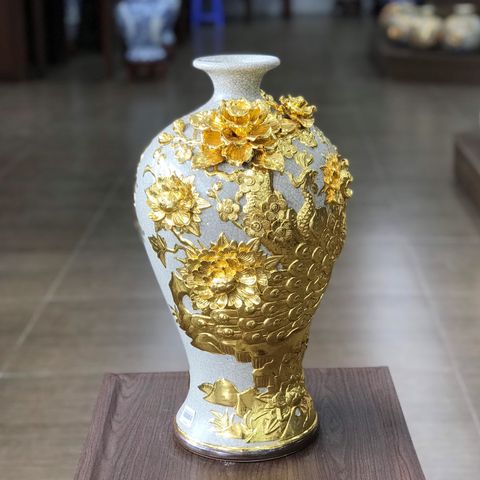Mai Bình kênh hoa, Men rạn dát vàng h50
