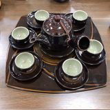 Bộ AC chuôi + chén + đĩa kê ấm + khay vuông