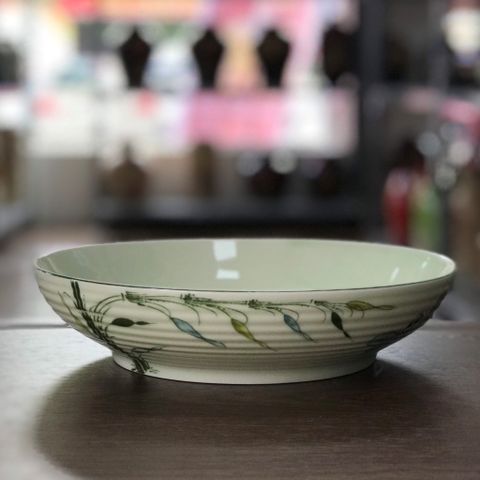 Đĩa salat men cốm vẽ hoạ tiết chuồn trúc 22