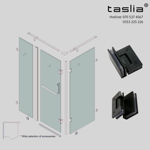 Bản lề cabin tắm kính - kính 90 độ màu đen lỳ
