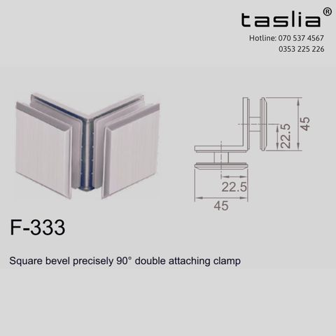 Kẹp kính-kính kép cabin tắm 90 độ màu đen lỳ Taslia F-333