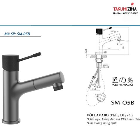 Vòi chậu (vòi lavabo) dạng thấp SM-05B
