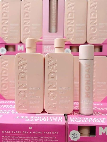 Set Gội Xả MONDAY Shampoo 887ml + Conditioner 887ml & Dry Shampoo 200ml