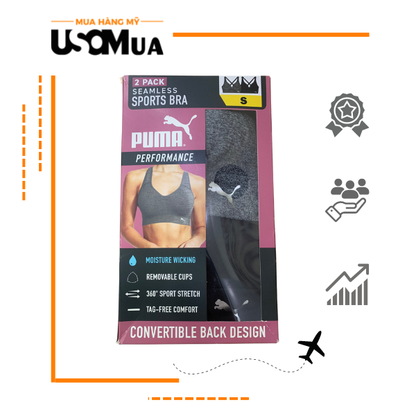 Set Bra PUMA Seamless Sports Bra Đen-Xám