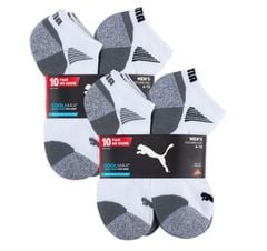 Set Vớ PUMA CoolMax 10 Pair No Show Men's Fits Shoe Size 6-12