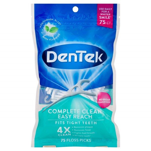 Tăm Chỉ Nha khoa DENTEK Complete Clean Easy Reach, No Break Guaranteed, 75 Cây