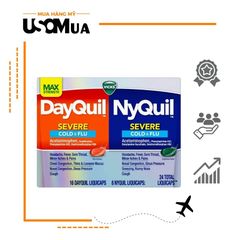 TPCN Viên Uống VICKS DayQuil NyQuil Severe Cold & Flu