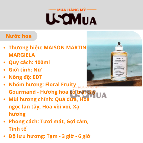 Nước Hoa MAISON MARGIELA Replica Beach Walk EDT