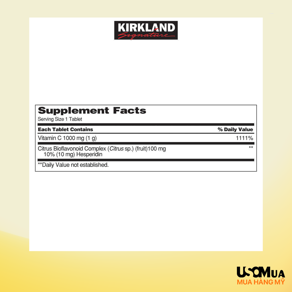 Viên Uống KIRKLAND SIGNATURE Vitamin C 1000mg