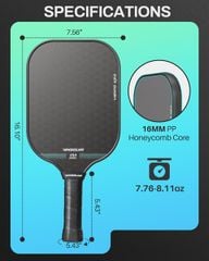 Vợt Pickleball VINSGUIR 16MM-CAS-High Grit & Spin 2.0