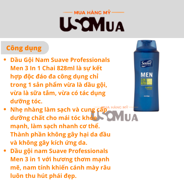 Tắm Gội Xả SUAVE Men 3-In-1 Citrus Rush