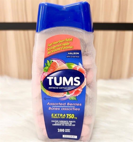 Viên Nhai Hỗ Trợ Đau Dạ Dày TUMS Assorted Berries Extra Strength-Fort 750mg