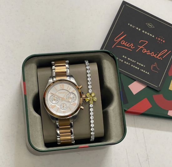 Set Đồng Hồ FOSSIL Modern Courier Chronograph Two-Tone Stainless Steel Watch BQ3850