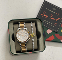Set Đồng Hồ FOSSIL Modern Courier Chronograph Two-Tone Stainless Steel Watch BQ3850