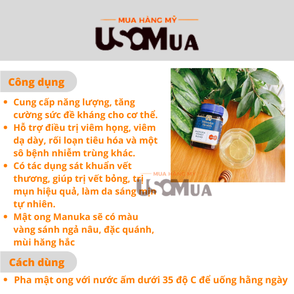 Mật Ong MANUKA HEALTH New Zealand Úc, MGO 30+, 250g